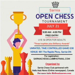 Exciting Sarnia Open Chess Tournament Set for July 21, 2024